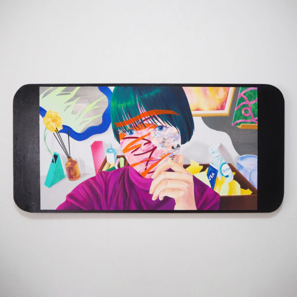 Title:Selfie_22
Size:36 x 17 x 1 inches
Media:Acrylics, pigments, pulp, watercolors, artists chalk, enamel and resin on wood.
Year:2025